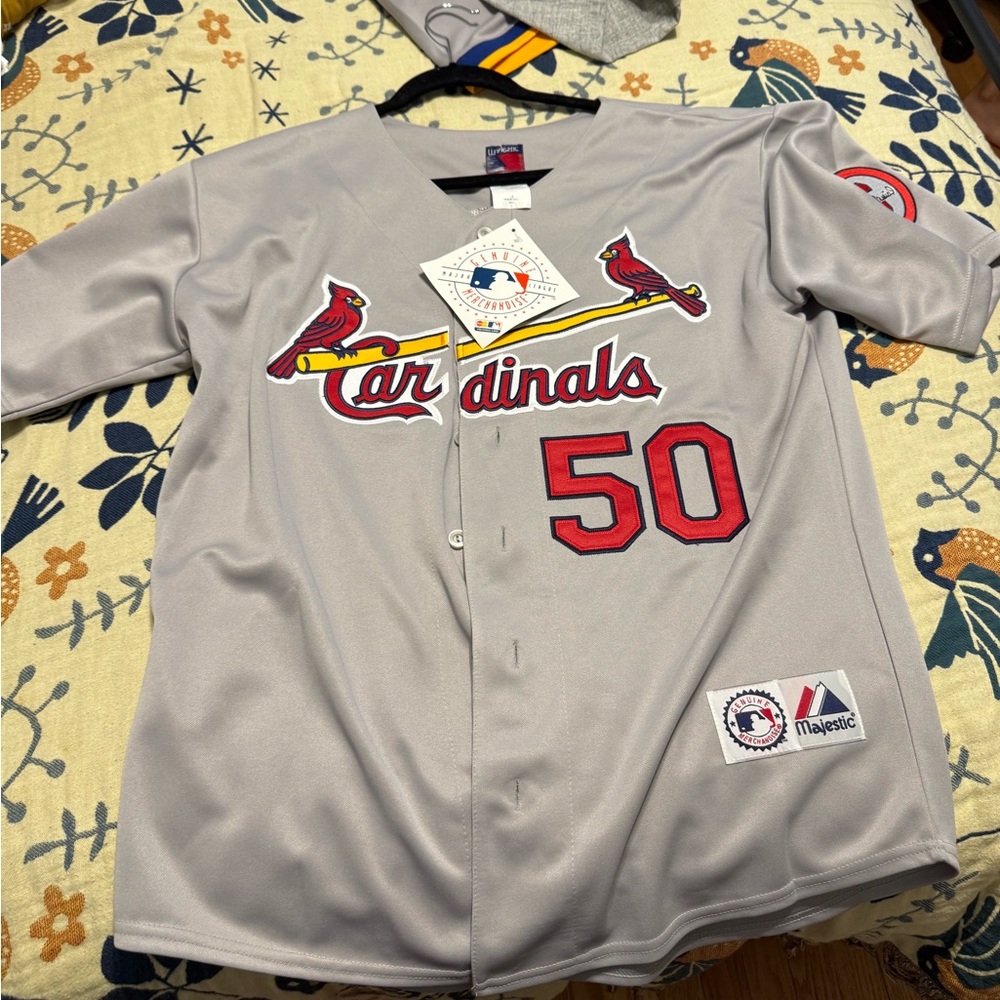 Majestic Gray Cardinals Jersey with Red Accents
